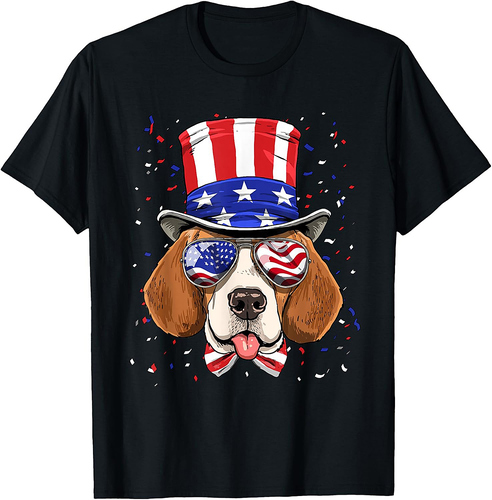 4th of July Patriotic Beagle American USA Flag Beagle Lovers T-Shirt