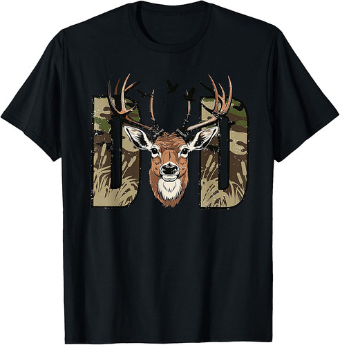 Retro Camo Dad Hunting, Camouflage Deer Matching Funny Father's Day T-Shirt