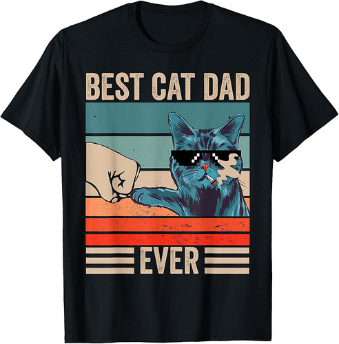 Vintage Best Cat Dad Ever Bump Fist Father's Day Cat Daddy T-Shirt