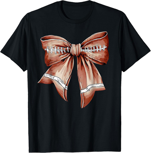 Coquette Bow Pumpkin American Football Thanksgiving Autumn T-Shirt