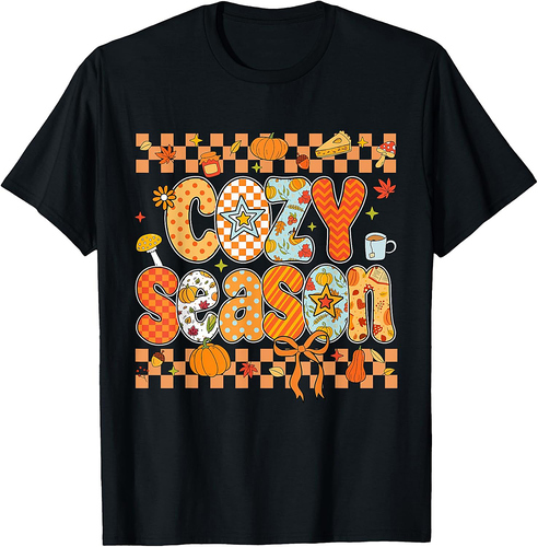 Preppy Cozy Season Fall Vibes Thanksgiving Halloween Autumn T-Shirt