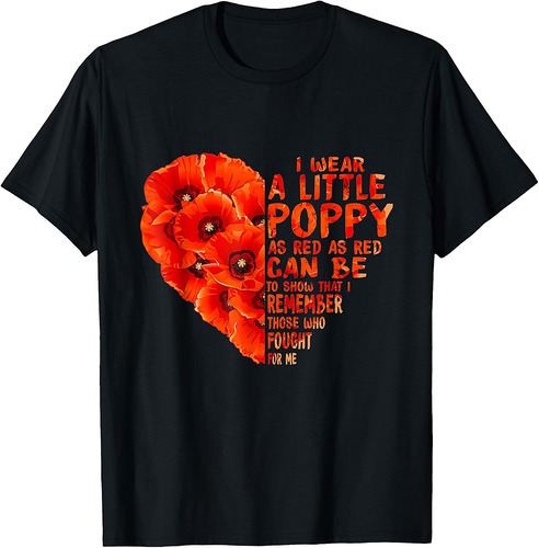 Veteran Day Lest We Forget Red Poppy Flower USA Memorial Day T-Shirt