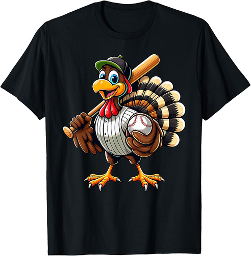 Cool Thanksgiving Baseball Gobble Player Turkey Baseball T-Shirt