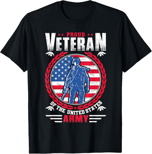 Proud Veteran of The United States US Army Military USA Flag T-Shirt