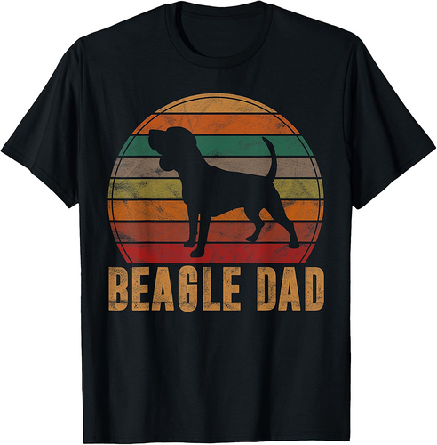 Retro Beagle Dad Gift Dog Owner Pet Tricolor Beagle Father Men Women Girls T-Shirt