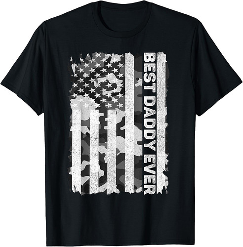 Best Daddy Ever Men Husband Camo American Flag Fathers Day T-Shirt
