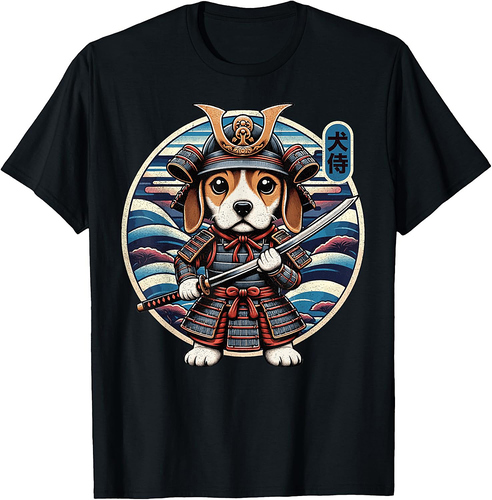 Japanese Samurai Dog Tattoo, Beagle Kawaii Ninja T-Shirt