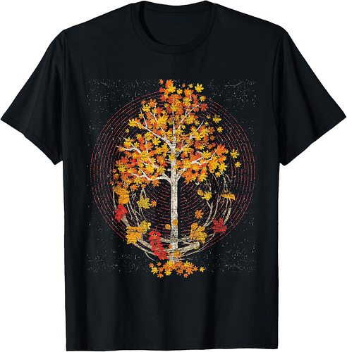 Tree Autumn Leaves Thanksgiving Botanical Forest Fall T-Shirt