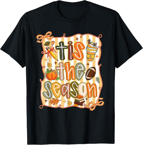Coquette Teacher Fall Autumn Thanksgiving Bow Autumn Teacher Appreciation T-Shirt