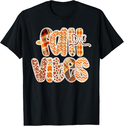 Fall Vibes Thanksgiving Lace Coquette Bow Girl Women T-Shirt