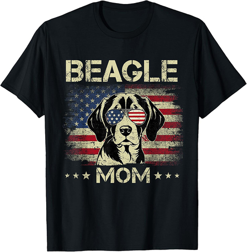 Beagle Mom Dog Vintage American Flag 4th Of July T-Shirt