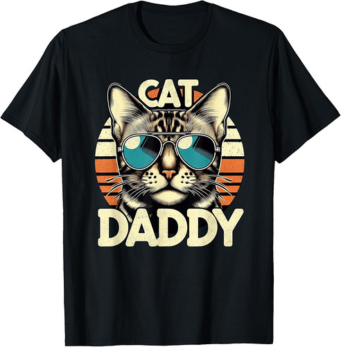 Cat Daddy Funny Cool Bengal Cat Father's Day Retro T-Shirt