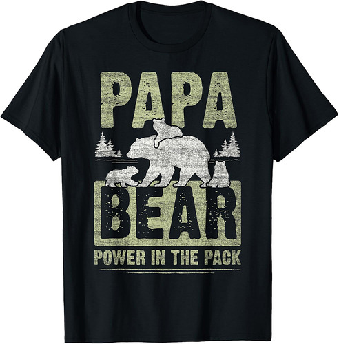 Papa Bear 3 Cubs, 3 Children, Dad, Grandpa, Father's Day T-Shirt