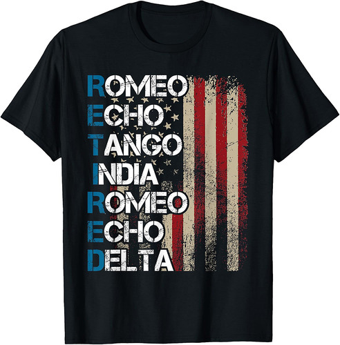 Phonetic Alphabet Retired Veteran Retirement Army Military T-Shirt