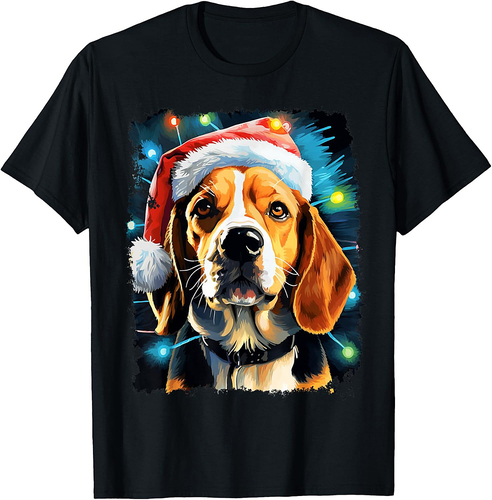 Pop Art Christmas Dog Beagle T-Shirt
