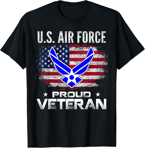 U.S Air Force Proud Veteran With American Flag Gift Veteran T-Shirt