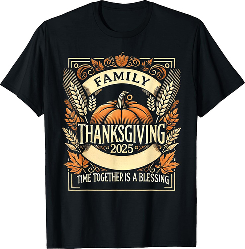 Family Thanksgiving 2025 Crew Pumpkin Group Matching T-Shirt