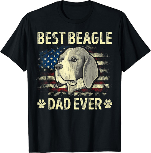 Beagle Dad Dog Lovers American Flag 4th Of July Women Men T-Shirt