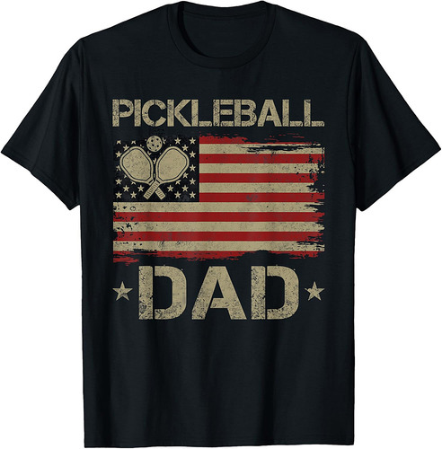 Pickleball Dad Father's Day USA Flag T-Shirt