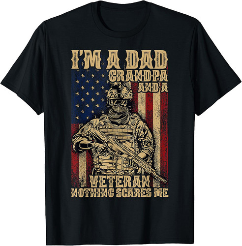 4th of July | USA Flag | I'm a Dad Grandpa and a Veteran T-Shirt