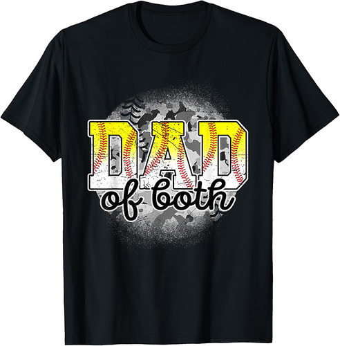 Dad of Both Baseball Softball Father's Day Baseball Player T-Shirt