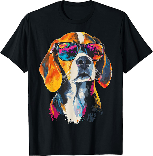Beagle Dog Motif Pet Artwork Sunglasses Beagle T-Shirt for Men Women