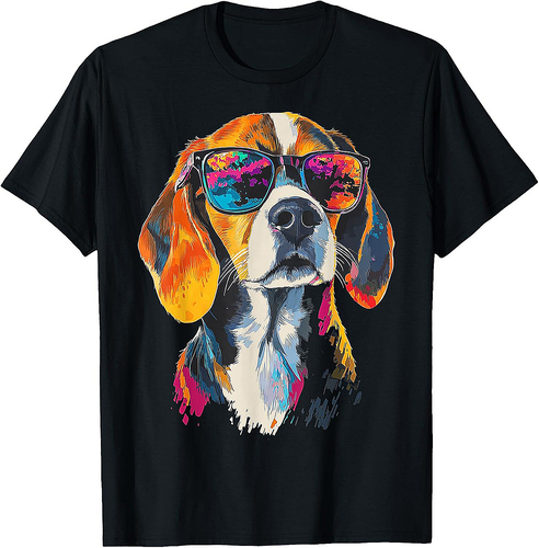 Beagle Dog Motif Pet Artwork Sunglasses Beagle T-Shirt for Men Women