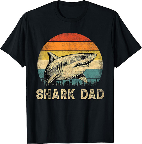 Vintage Shark Dad Shark Lovers Daddy Father's Day T-Shirt