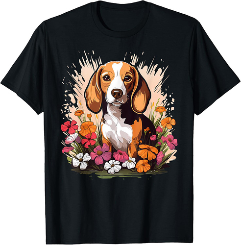 Cute Beagle Spring Flower Garden Beautiful Nature Puppy Dog T-Shirt for Men Women Girls