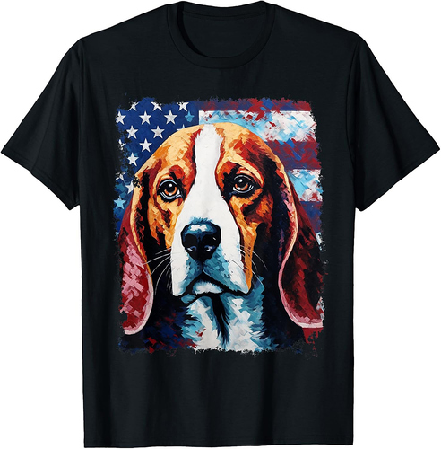 Pop Art Dog Patriotic Beagle T-Shirt