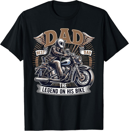 Biker Dad Father's Day Dad The Legend On His Bike Biker Dad T-Shirt