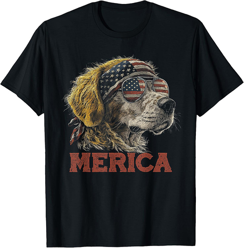 Beagle Dog Patriotic USA 4th of July American Flag Funny T-Shirt for Men Women