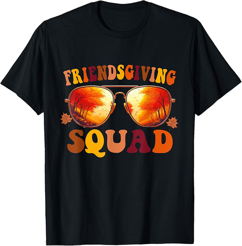 Friendsgiving Squad Thanksgiving 2025 Retro Sunglasses Fall T-Shirt