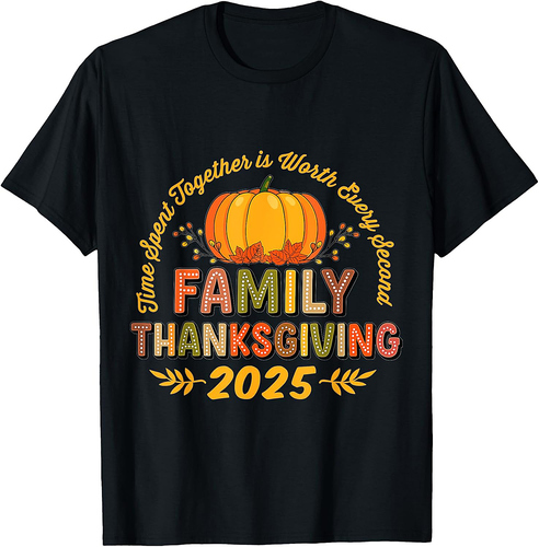Family Thanksgiving 2025 Crew Pumpkin Turkey Group Matching T-Shirt