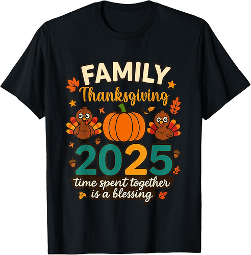 Happy Family Thanksgiving Together 2025 Crew Turkey T-Shirt