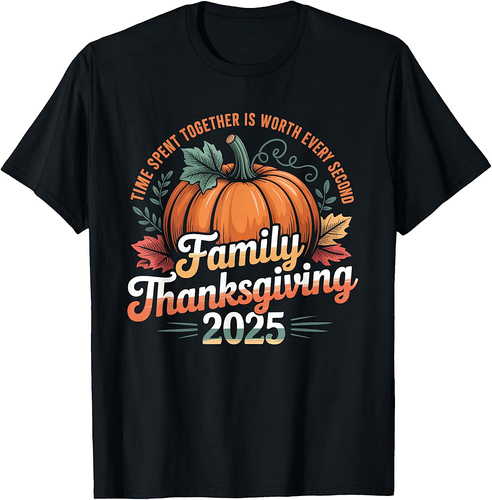 Family Thanksgiving 2025 Crew Pumpkin Turkey Group Matching T-Shirt