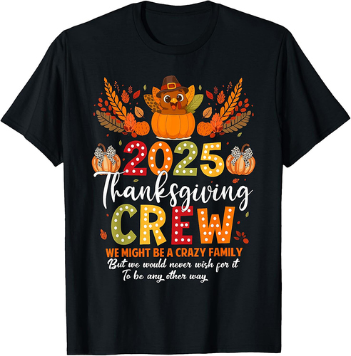 Funny Family Thanksgiving 2025 Turkey Pumpkin Gobble Squad T-Shirt
