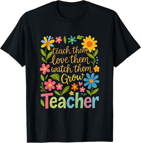 Back To School Retro Teacher Boho Floral Appreciation T-Shirt