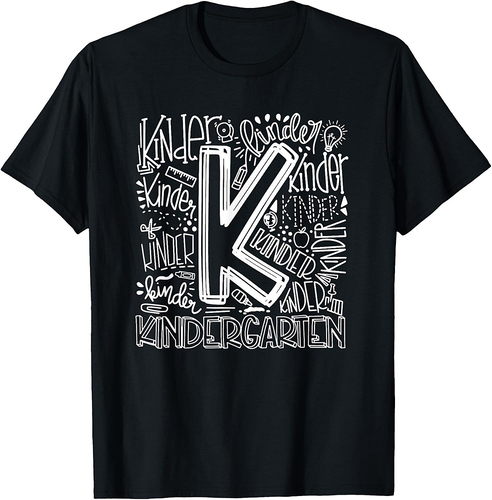 Back To School Teacher Student Typography Kindergarten T-Shirt