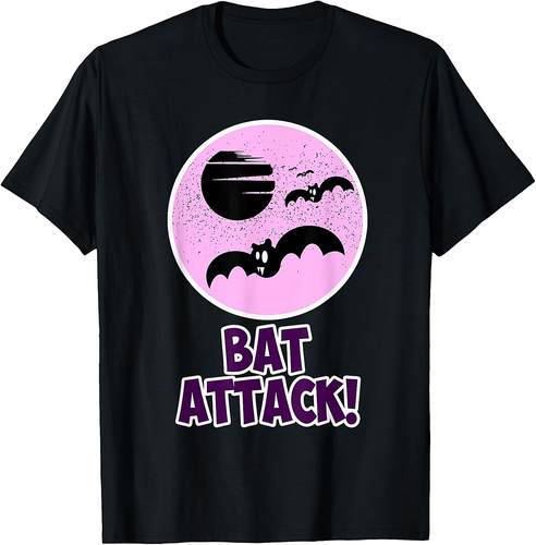Bat Attack for Girls - Pink Halloween T-Shirt