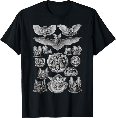 Bats Scientific Illustration Drawing Biology Art Halloween T-Shirt