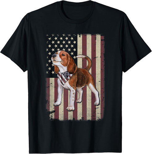 Beagle American Flag Bandana Patriotic 4th Of July Tshirt T-Shirt