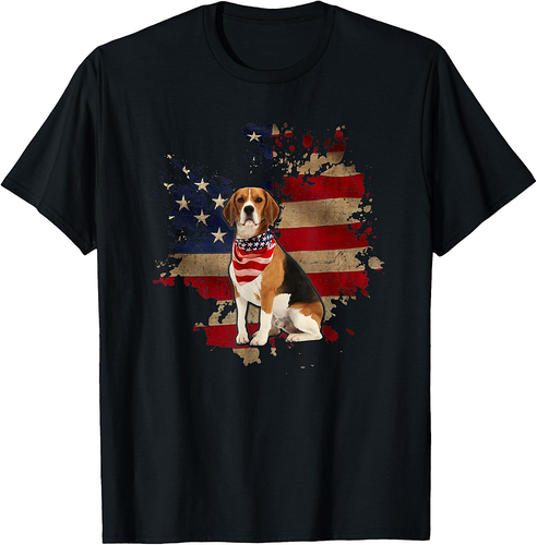 Beagle American Flag Bandana Vintage Patriotic 4th Of July T-Shirt