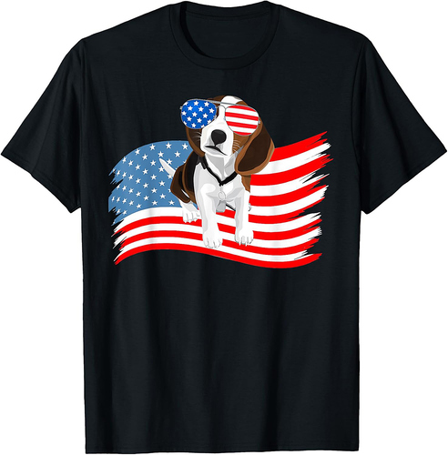 Beagle American Flag T-Shirt 4th Of July Dog Patriotic T-Shirt