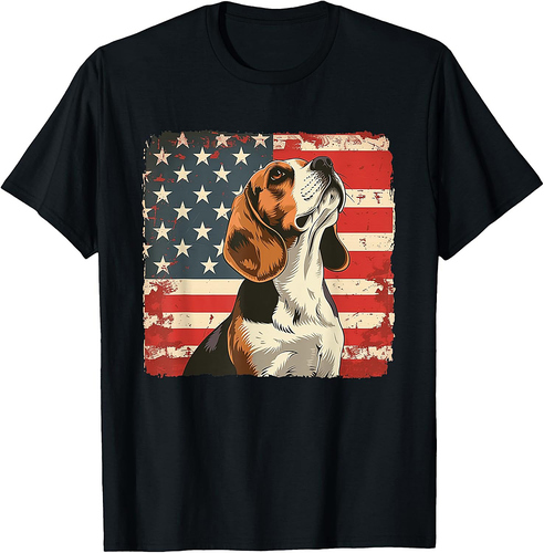 Beagle Dog American Patriot Independence Day Women Men T-Shirt