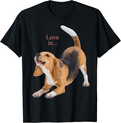 Beagle Shirt Beagles Tee Love Is Dog Mom Dad Puppy Pet Cute T-Shirt