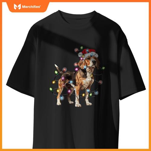 Beagle dog Christmas Lights Xmas Dog Lover T-Shirt