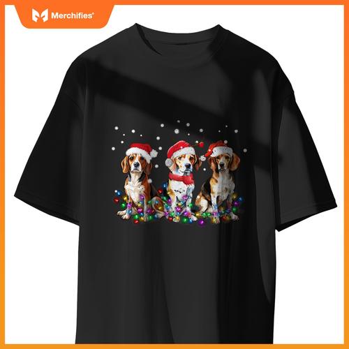 Beagle dog Christmas Lights cute Dog Matching Family T-Shirt