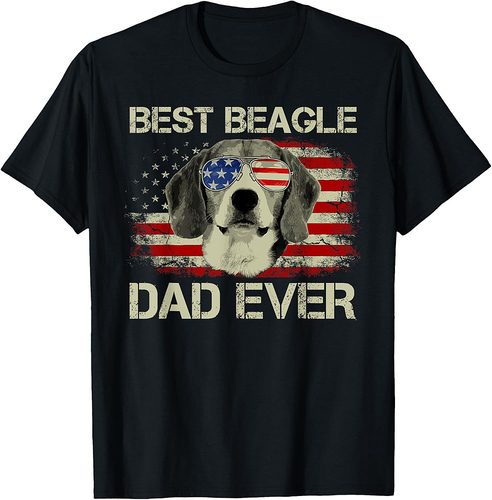 Best Beagle Dad Ever Tshirt Dog Lover American Flag Gift T-Shirt