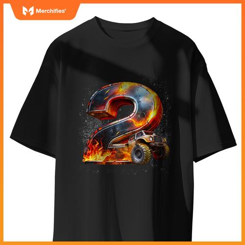 Birthday Boy 2 Monster Truck 2nd Birthday 2 Years Old Kids T-Shirt
